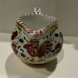 Deruta Creamer Ceramic red blue Gravy Boat No Chips Italian Gravy Boat Special